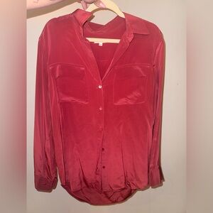 Equipment Red Silk Button Down Shirt